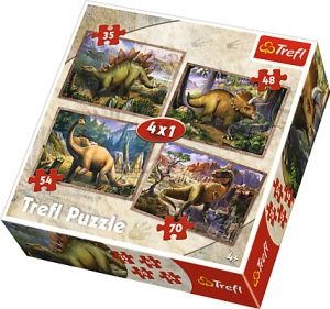 PUZZLE 4w1 DINOZAURY 35, 48, 54, 70 ELEMENTÓW